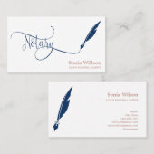 Carte De Visite Notaire élégant bleu marine typographie plume styl (Devant / Derrière)