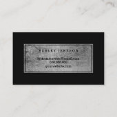 Carte De Visite Notaire élégant chic typographie argent noir (Dos)