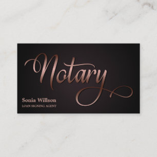 Carte De Visite Notaire élégant rose typographie or plume plume st