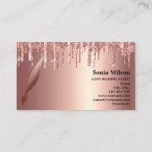 Carte De Visite Notaire élégant rose typographie or plume plume st (Dos)