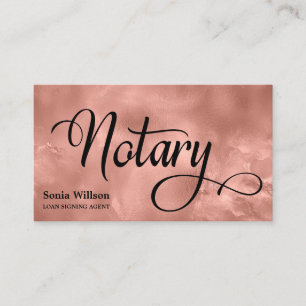 Carte De Visite Notaire élégant rose typographie or plume plume st