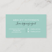 Carte De Visite Notaire élégante typographie marbre menthe parties (Dos)