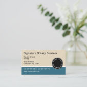 Carte De Visite Notaire et emblème turquoises et beiges (Debout devant)