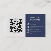 Carte De Visite Notaire mobile Code QR moderne Marine Feather (Dos)