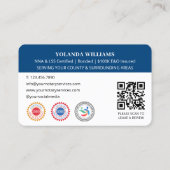 Carte De Visite Notaire moderne Merci Photo Code QR Bleu (Dos)
