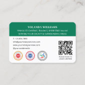 Carte De Visite Notaire moderne Merci Photo Code QR Vert (Dos)