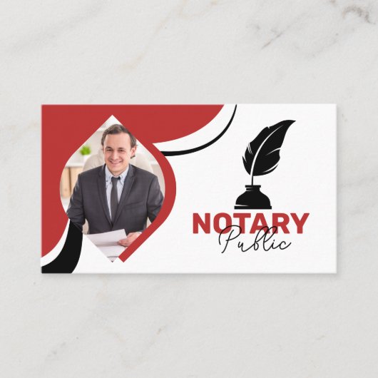 Carte De Visite Notaire moderne rouge et blanc public et signature (Devant)