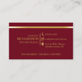 Carte De Visite Notaire professionnel de luxe Classy Red & Gold (Dos)