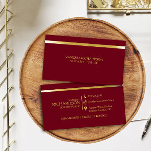 Carte De Visite Notaire professionnel de luxe Classy Red & Gold