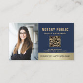 Carte De Visite Notaire public avec code QR bleu marine moderne (Devant)