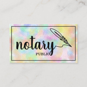 Carte De Visite Notaire Public Écriture Élégante Noir & Blanc Pla