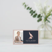 Carte De Visite Notaire Public Élégant Blush & Marine Professionne (Debout devant)