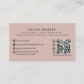 Carte De Visite Notaire Public Élégant Blush & Marine Professionne (Dos)