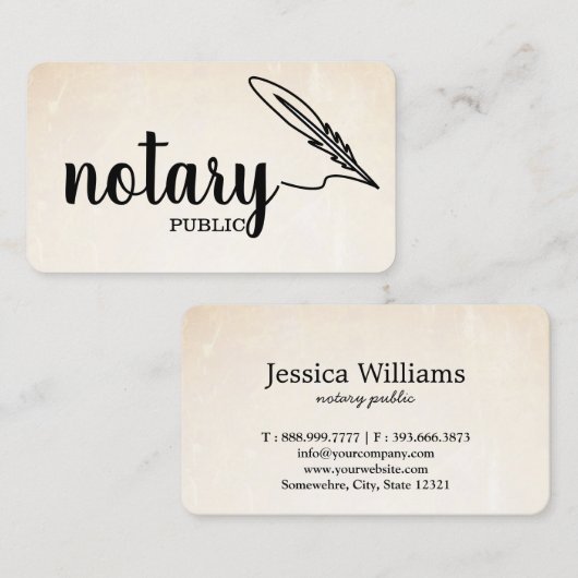 Carte De Visite Notaire Public Élégant Script Plain (Devant / Derrière)