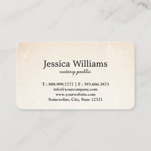 Carte De Visite Notaire Public Élégant Script Plain (Dos)