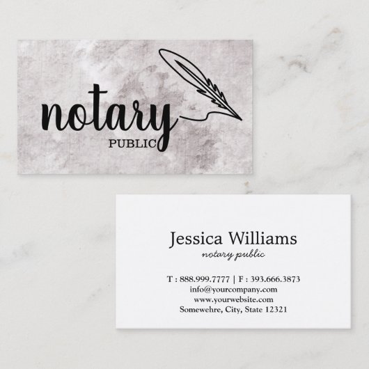 Carte De Visite Notaire Public Élégant Script Plain (Devant / Derrière)