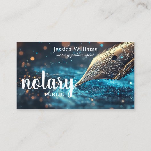 Carte De Visite Notaire Public Elegant Script Plain (Devant)