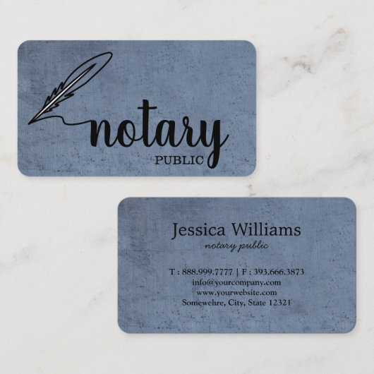 Carte De Visite Notaire Public Élégant Script Plain (Devant / Derrière)