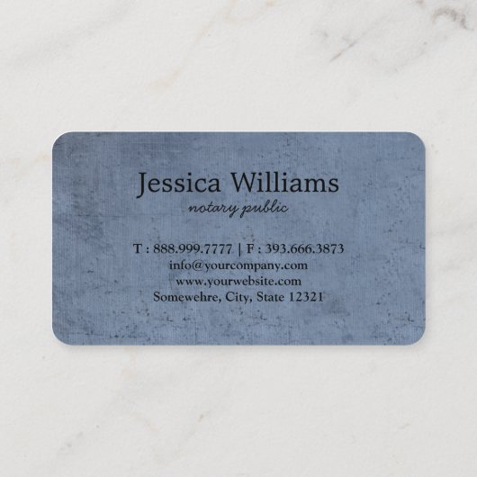 Carte De Visite Notaire Public Élégant Script Plain (Dos)