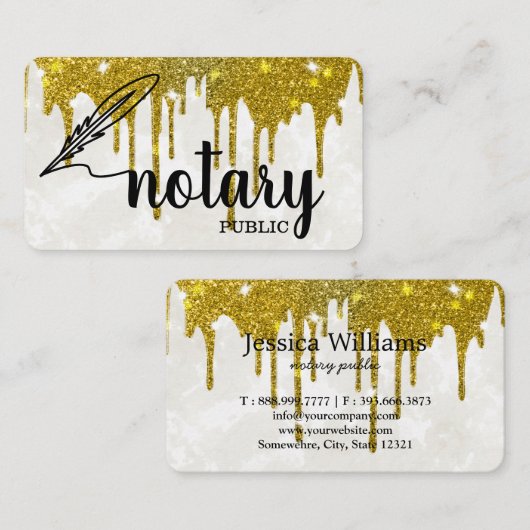 Carte De Visite Notaire Public Élégant Script Plain (Devant / Derrière)