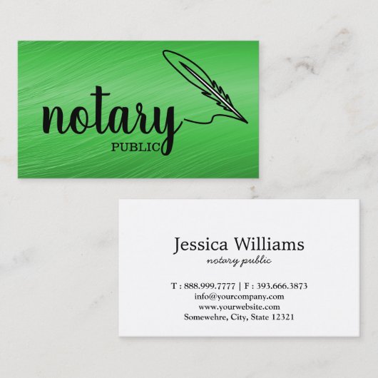 Carte De Visite Notaire Public Élégant Script Plain (Devant / Derrière)