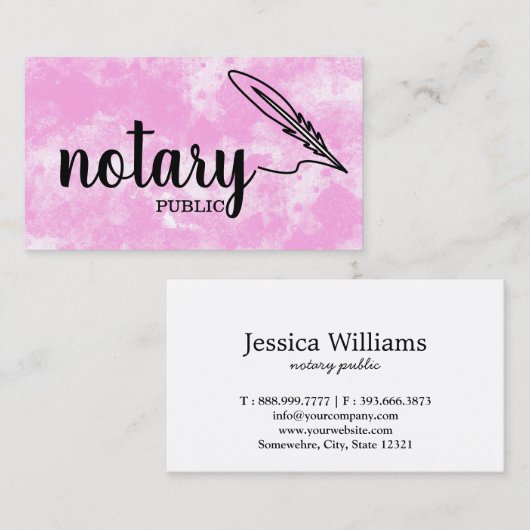 Carte De Visite Notaire Public Élégant Script Plain (Devant / Derrière)