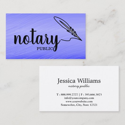 Carte De Visite Notaire Public Élégant Script Plain (Devant / Derrière)