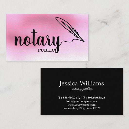 Carte De Visite Notaire Public Élégant Script Plain (Devant / Derrière)