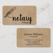 Carte De Visite Notaire Public Élégant Script Plain (Devant / Derrière)