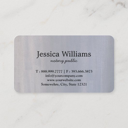 Carte De Visite Notaire Public Élégant Script Plain (Dos)