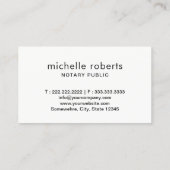 Carte De Visite Notaire Public Élégant Script Plain (Dos)
