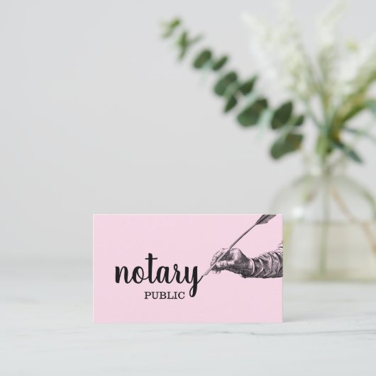 Carte De Visite Notaire Public Élégant Script Plain (Debout devant)