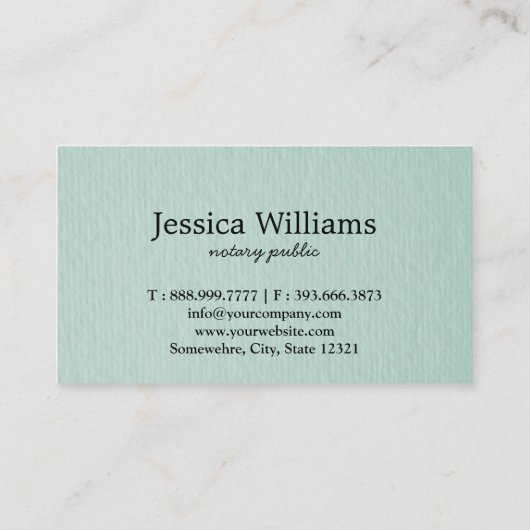 Carte De Visite Notaire Public Élégant Script Plain Noir & Blanc (Dos)