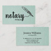 Carte De Visite Notaire Public Élégant Script Plain Noir & Blanc (Devant / Derrière)