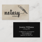 Carte De Visite Notaire Public Élégant Script Plain Noir & Blanc (Devant / Derrière)