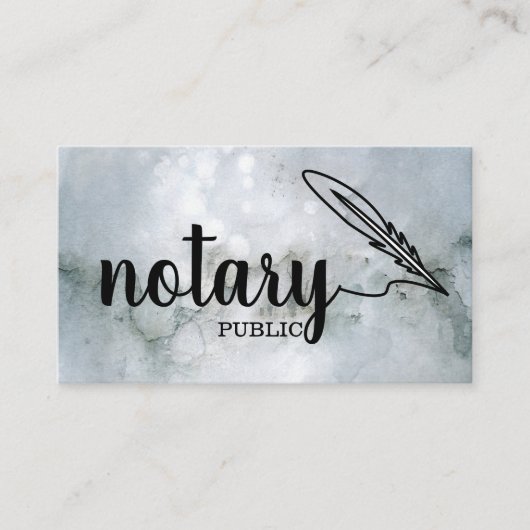 Carte De Visite Notaire Public Élégant Script Plain Noir & Blanc (Devant)