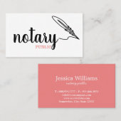 Carte De Visite Notaire Public Élégant Script Plain Noir & Blanc  (Devant / Derrière)