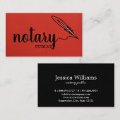 Carte De Visite Notaire Public Élégant Script Plain Noir & Blanc (Devant / Derrière)