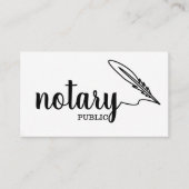 Carte De Visite Notaire Public Élégant Script Plain Noir & Blanc (Devant)