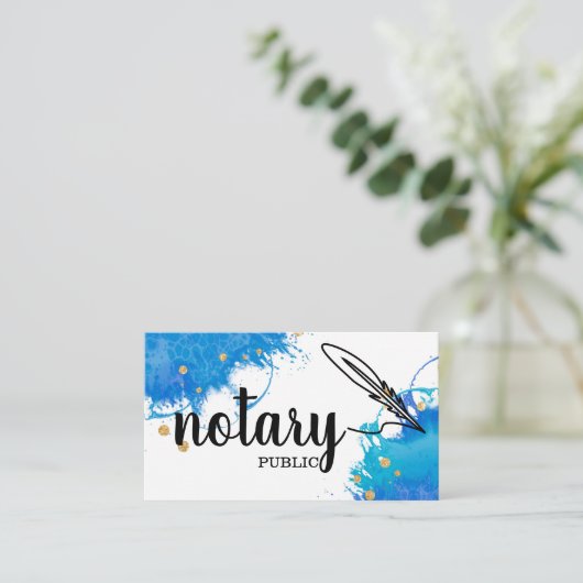 Carte De Visite Notaire Public Élégant Script Plain Noir & Blanc (Debout devant)