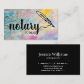 Carte De Visite Notaire Public Élégant Script Plain Noir & Blanc (Devant / Derrière)