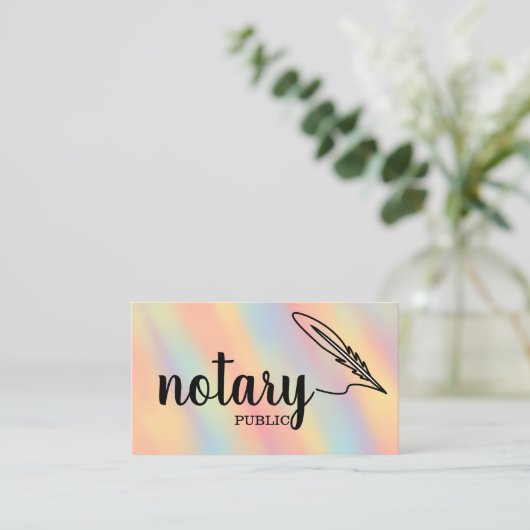 Carte De Visite Notaire Public Élégant Script Plain Noir & Blanc (Debout devant)