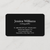 Carte De Visite Notaire Public Élégant Script Plain Noir & Blanc (Dos)