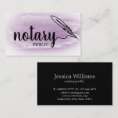 Carte De Visite Notaire Public Élégant Script Plain Noir & Blanc (Devant / Derrière)