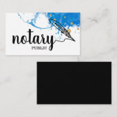 Carte De Visite Notaire Public Élégant Script Plain Noir & Blanc (Devant / Derrière)
