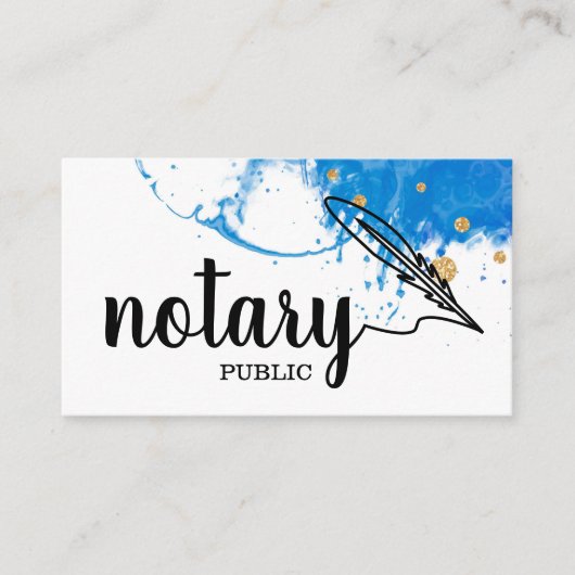 Carte De Visite Notaire Public Élégant Script Plain Noir & Blanc (Devant)