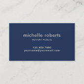 Carte De Visite Notaire Public Gold & Navy Blue Professional (Dos)