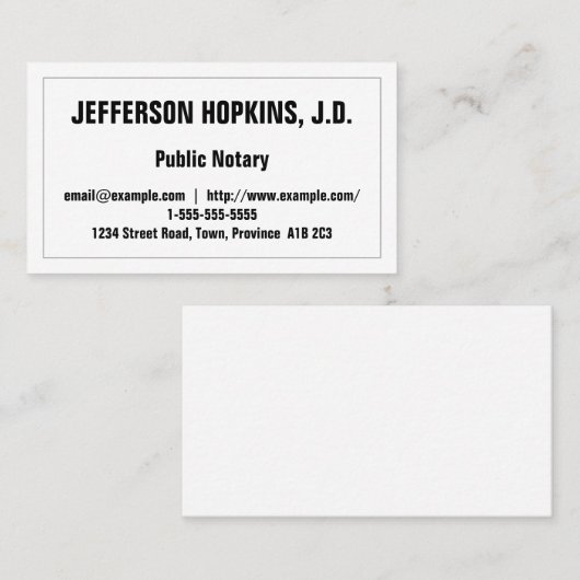 Carte de visite notaire public minimal et élémenta (Devant / Derrière)