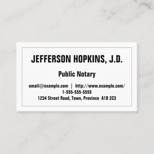 Carte de visite notaire public minimal et élémenta (Devant)