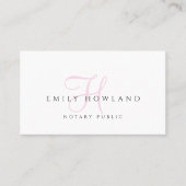 Carte De Visite Notaire Public Monogramme de Nom de Script Rose (Devant)